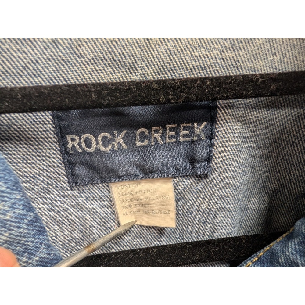 Vintage Rock Creek Men's Blue Denim Jean Jacket Size S Long Sleeves Button Front - Picture 4 of 12